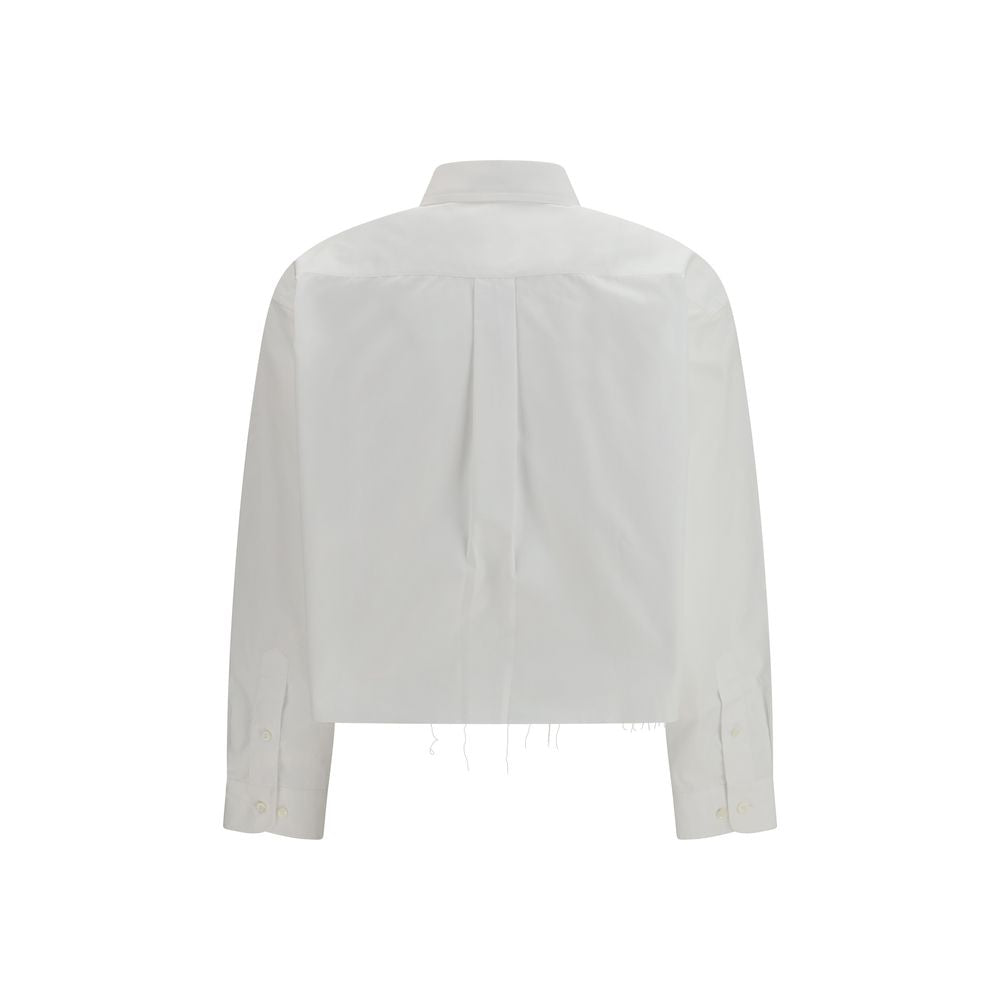 Miu Miu – Chemise cropped en popeline de coton