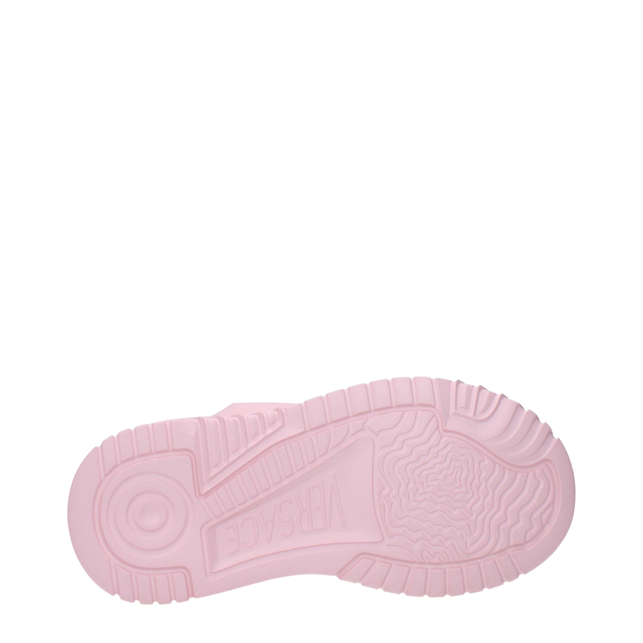 Versace – Sneakers en cuir rose avec détails logo