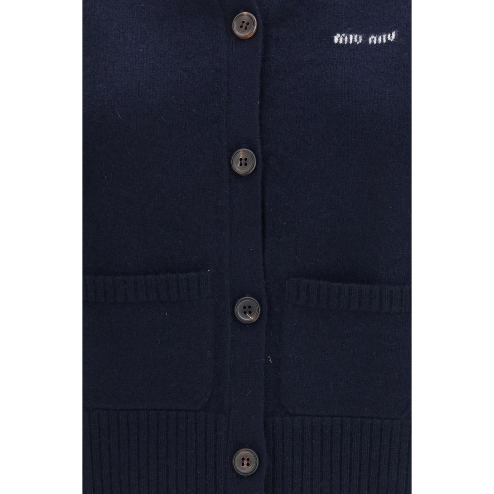 Miu Miu – Vest cardigan en cachemire avec logo intarsia
