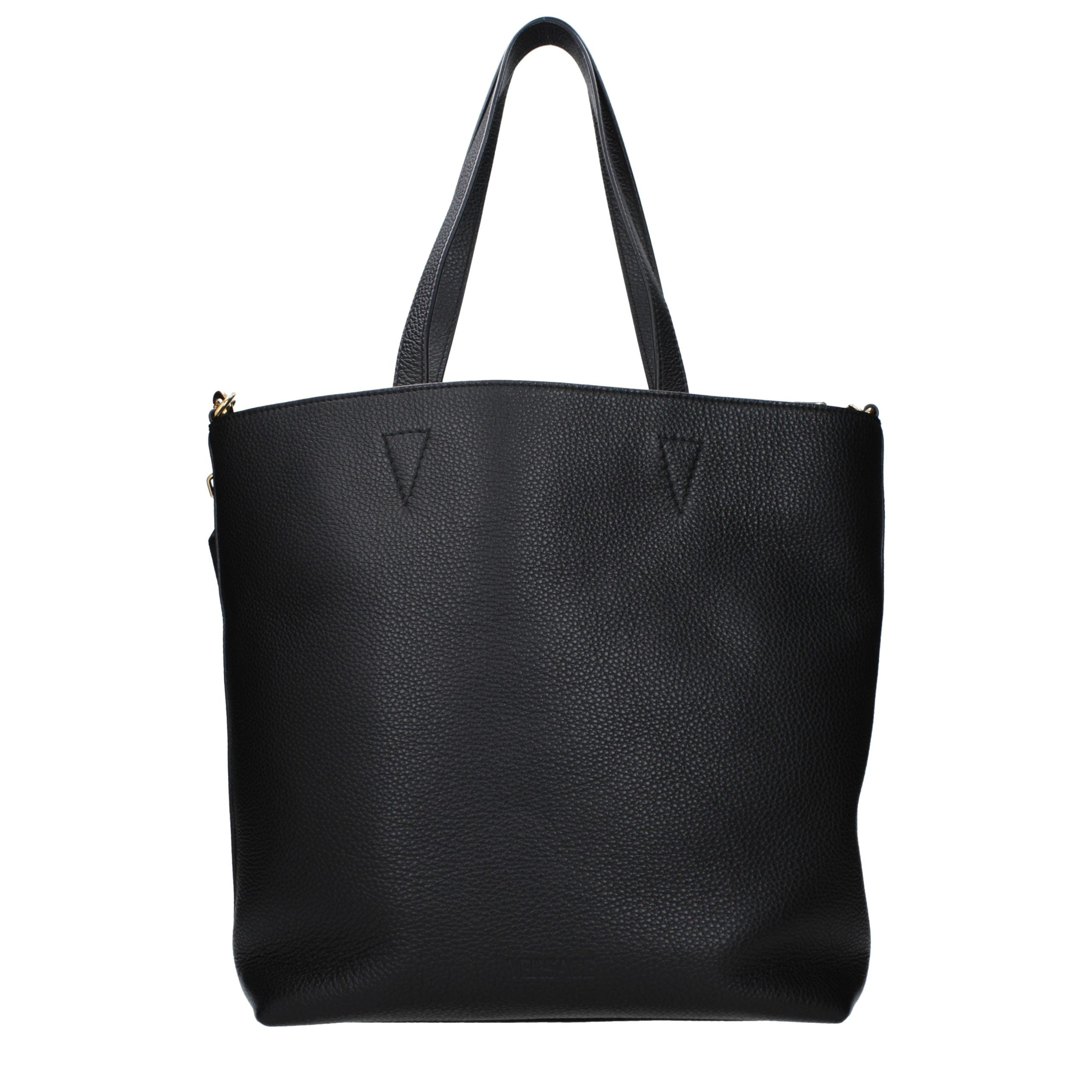 Versace – Sac porté épaule en cuir noir avec pochette intérieure