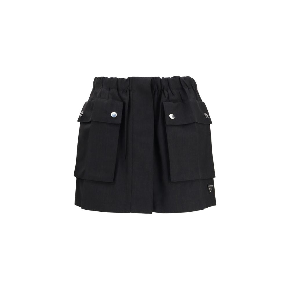 Prada – Mini-jupe en lin à poches flap
