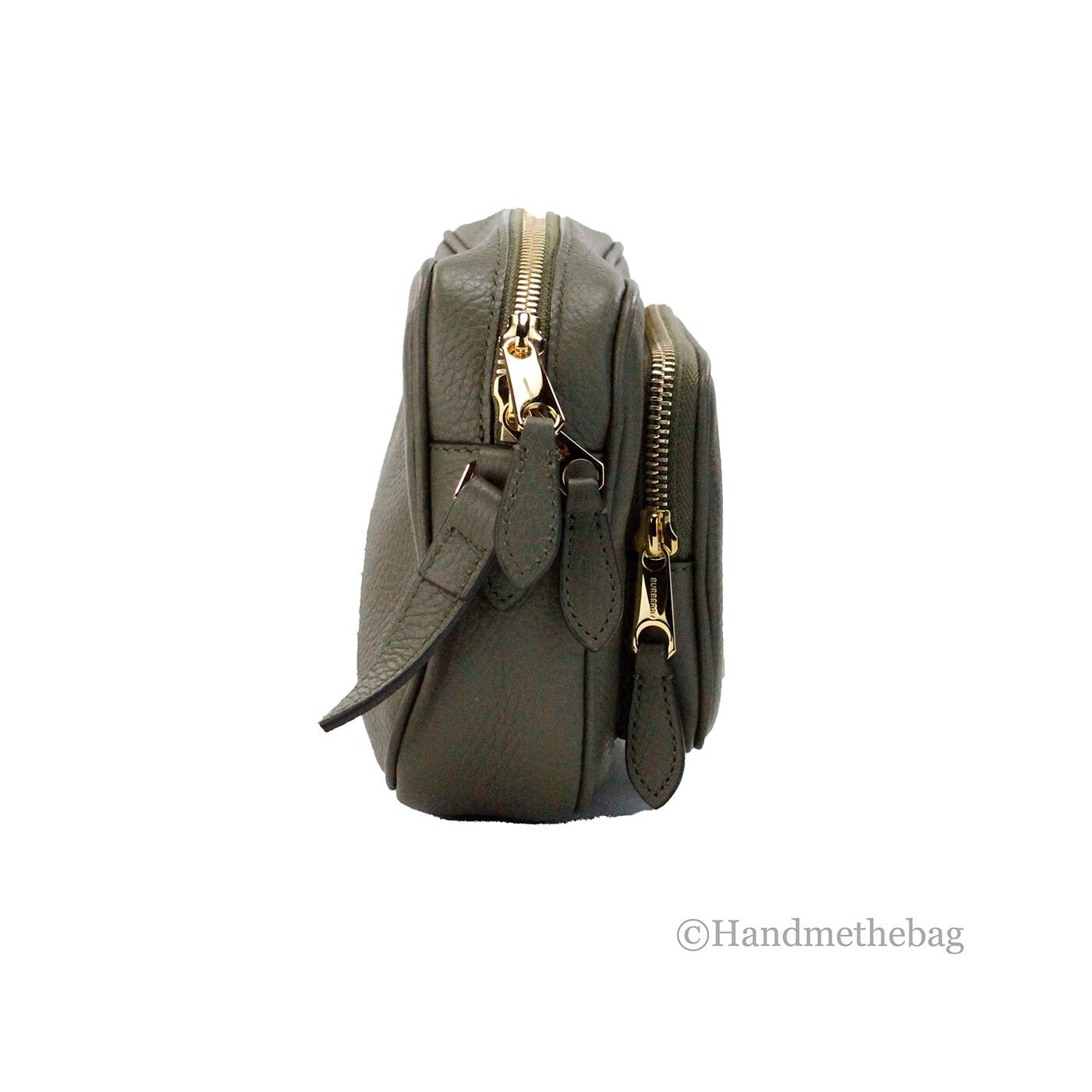 Burberry – Sac camera crossbody en cuir grainé vert Dark Fern