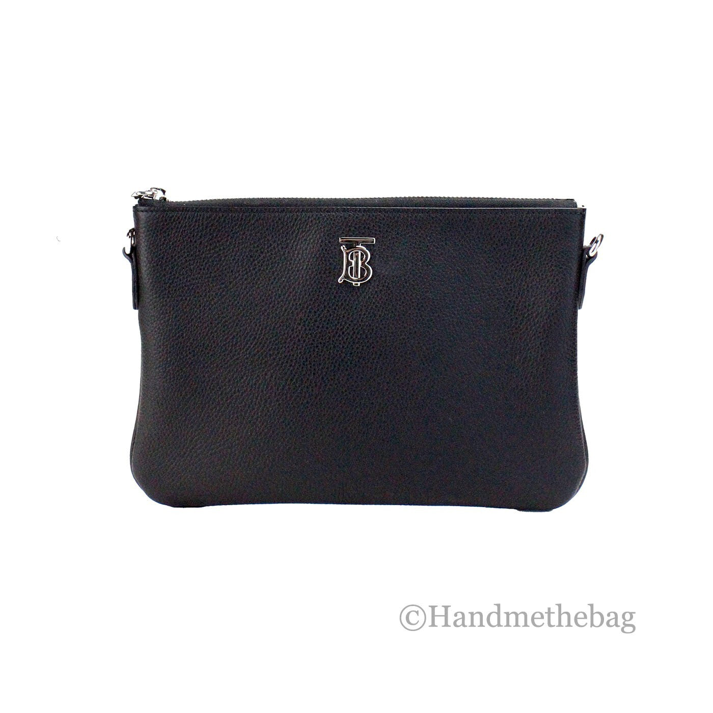 Burberry – Pochette crossbody Peyton Monogram en cuir noir