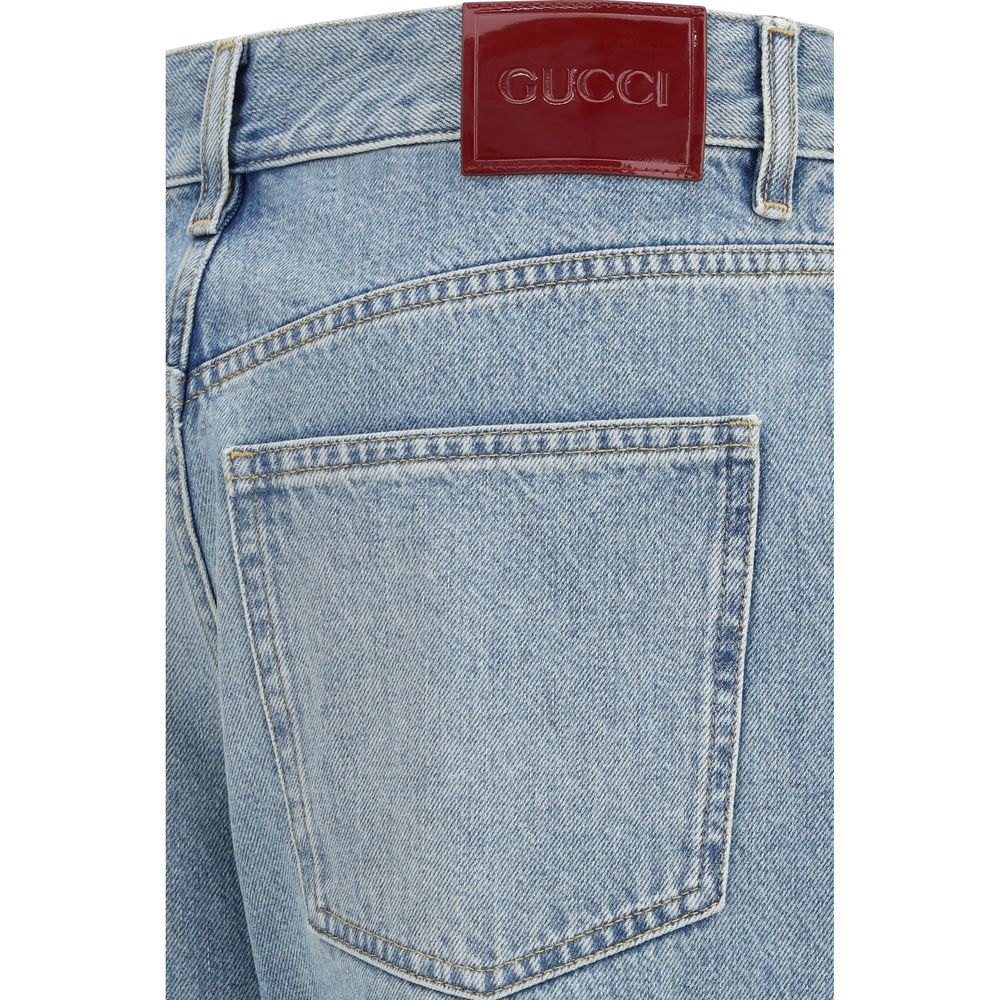 Gucci – Jean en denim délavé avec label Rosso Ancora