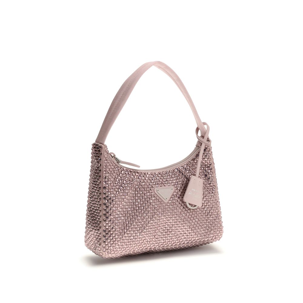Prada – Sac porté épaule Re-Edition en satin cristallisé