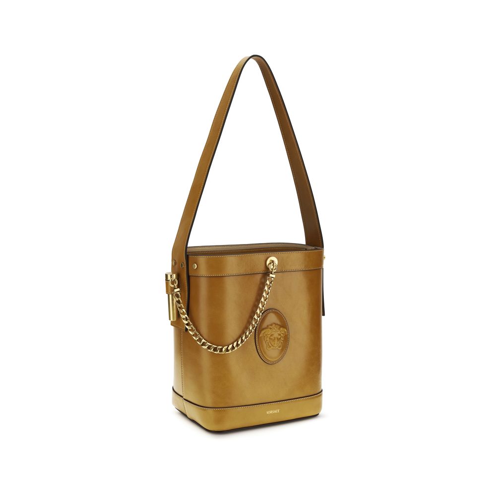Versace – Sac seau Pivot Small en cuir avec Medusa Cameo