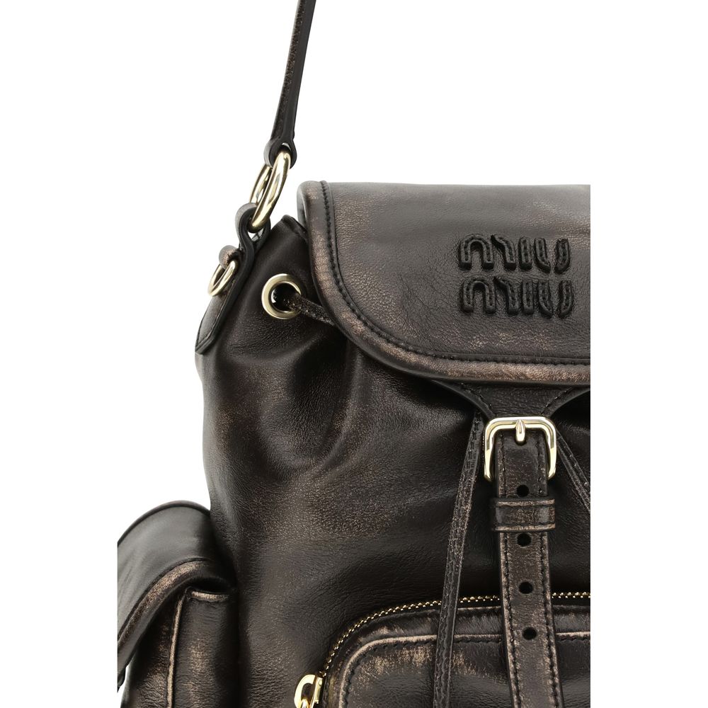 Miu Miu – Sac à dos medium en cuir avec détails dorés