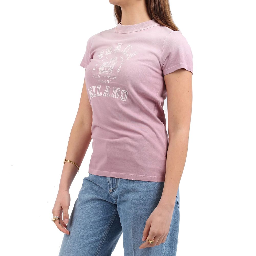 Prada — T-shirt en coton multicolore avec logo imprimé
