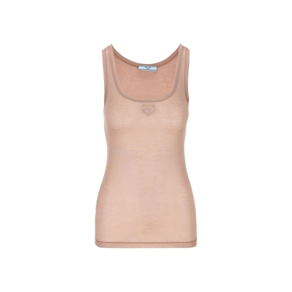Prada – Top sans manches en soie semi-transparente