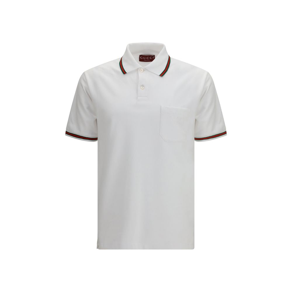Gucci – Polo en piqué de coton avec broderie et détail Web