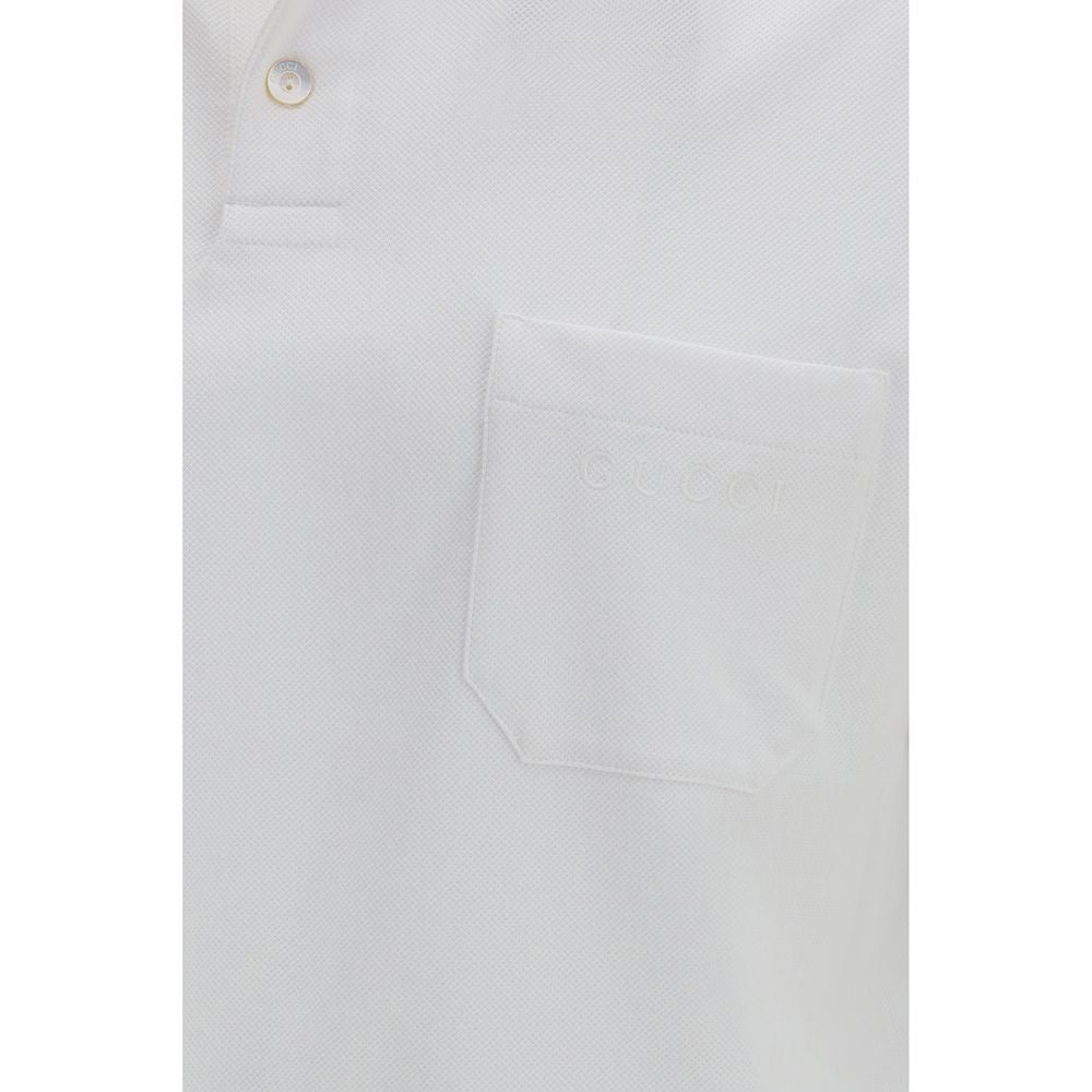 Gucci – Polo en piqué de coton avec broderie et détail Web