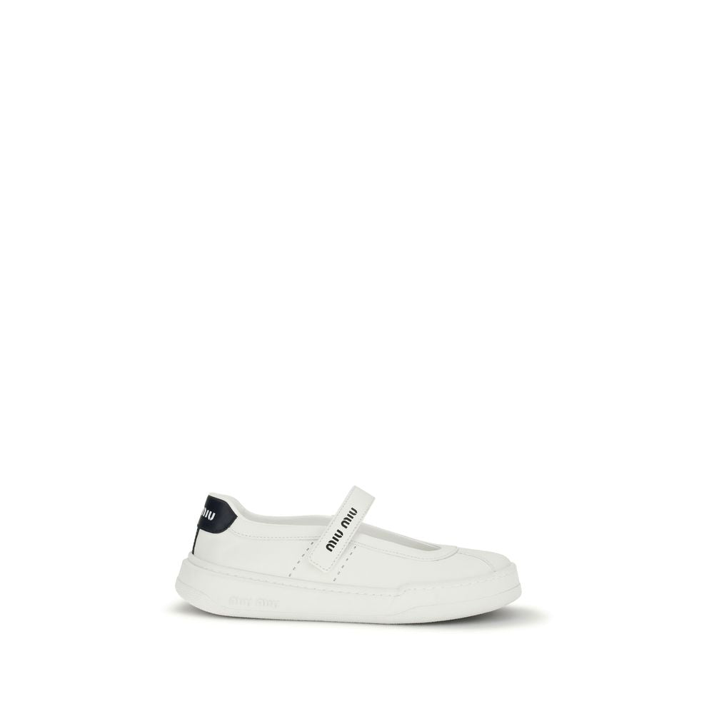 Miu Miu – Sneakers ballerines en cuir à plateforme