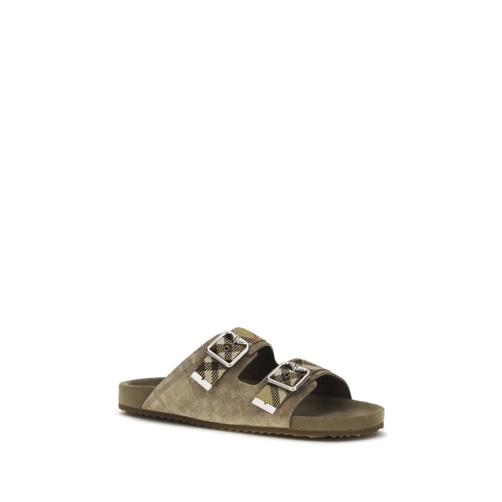 Burberry – Sandales Urchin en daim Check embossé