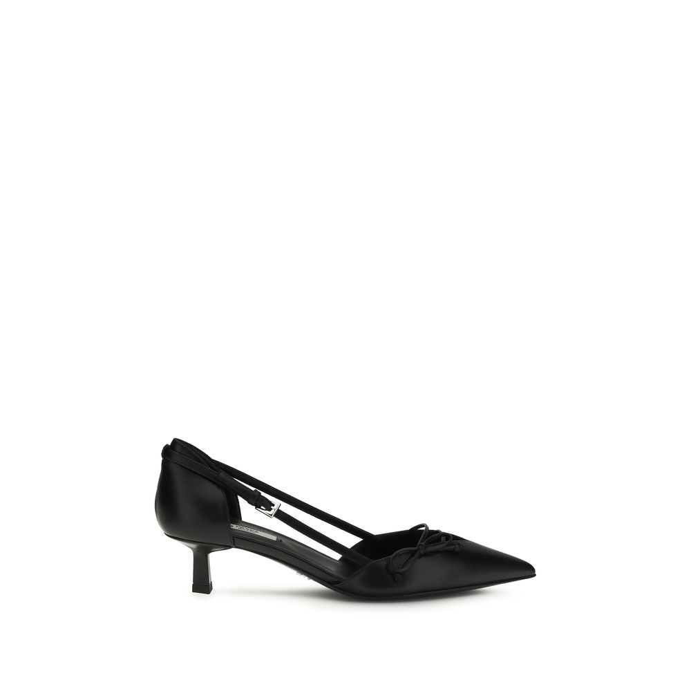 Prada – Escarpins en cuir side-cut avec nœud
