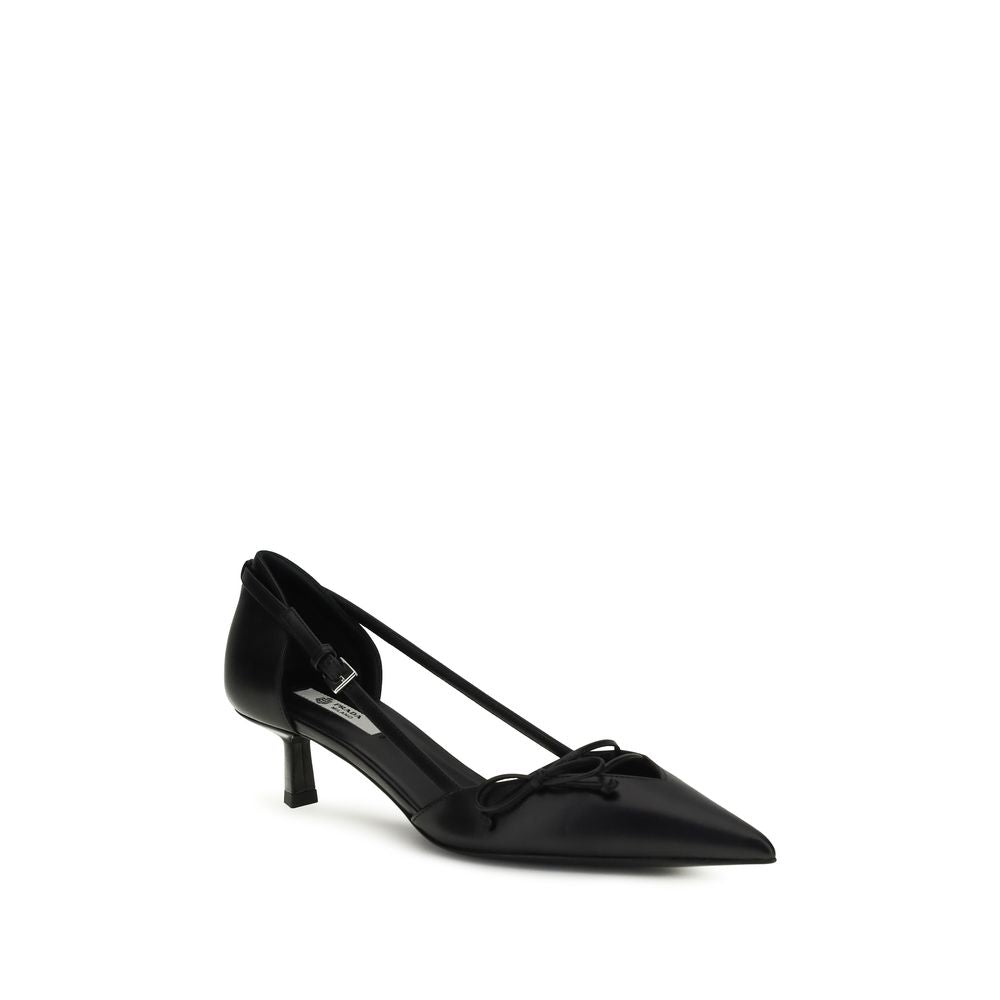 Prada – Escarpins en cuir side-cut avec nœud