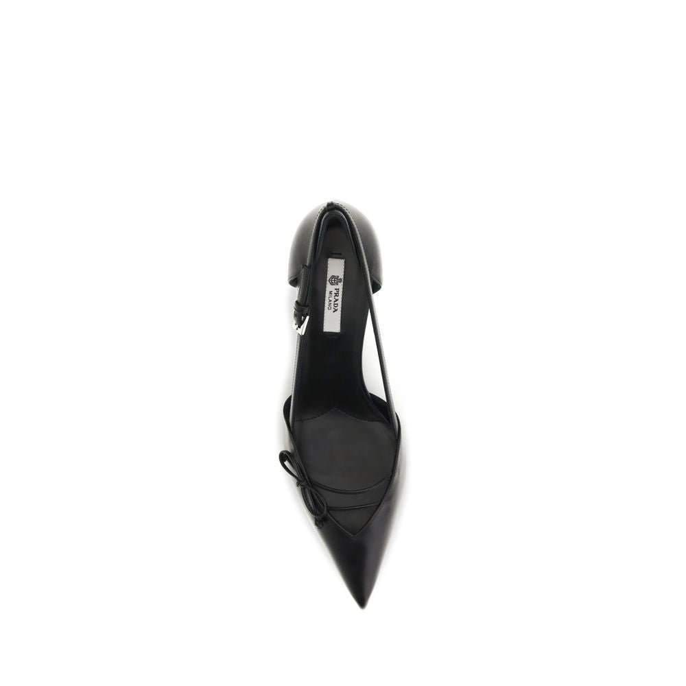 Prada – Escarpins en cuir side-cut avec nœud
