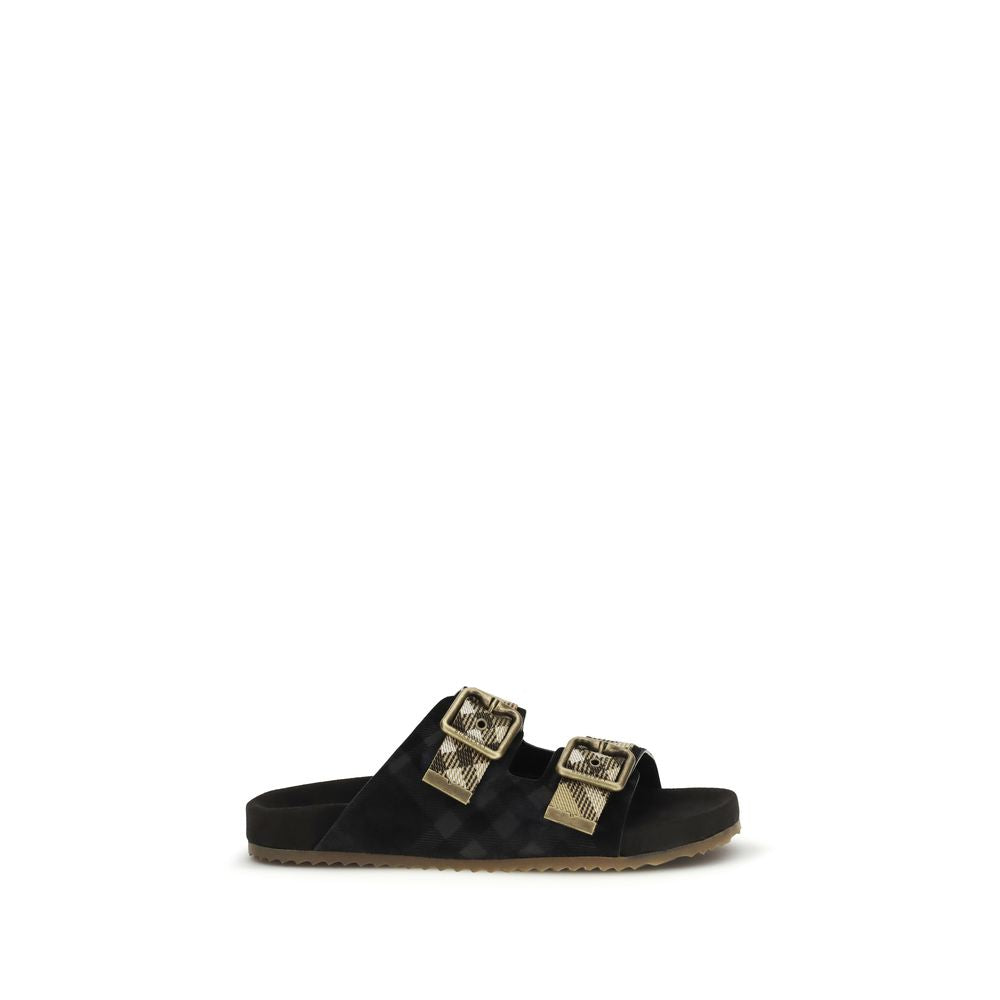 Burberry – Sandales Urchin en suède embossé Check