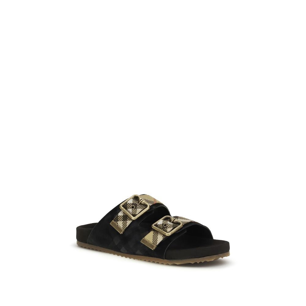 Burberry – Sandales Urchin en suède embossé Check