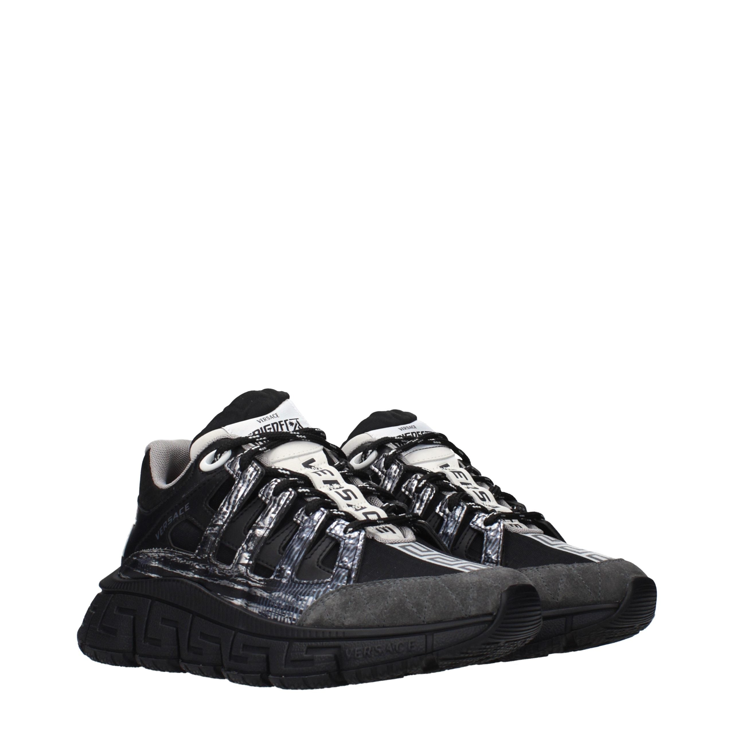 Versace – Sneakers en tissu noir avec logos signature