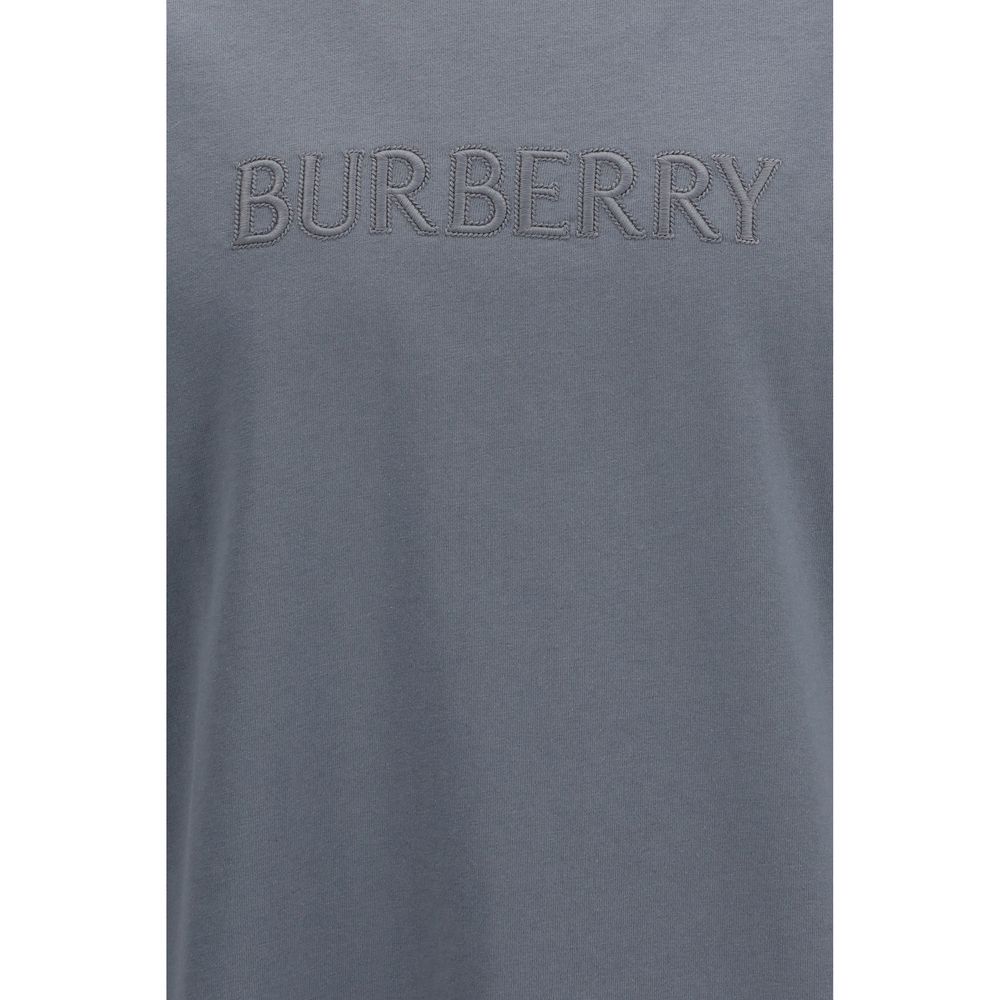 Burberry – T-shirt en coton avec logo brodé ton sur ton