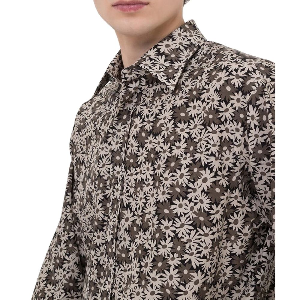Tom Ford — Chemise en coton et cupro bicolore à motif