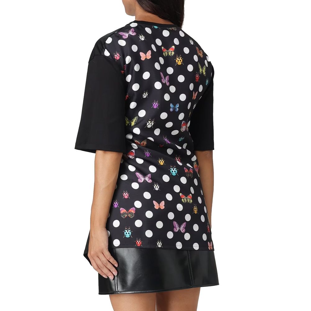 Versace — T-shirt en coton noir avec imprimé coccinelle et détail safety pin