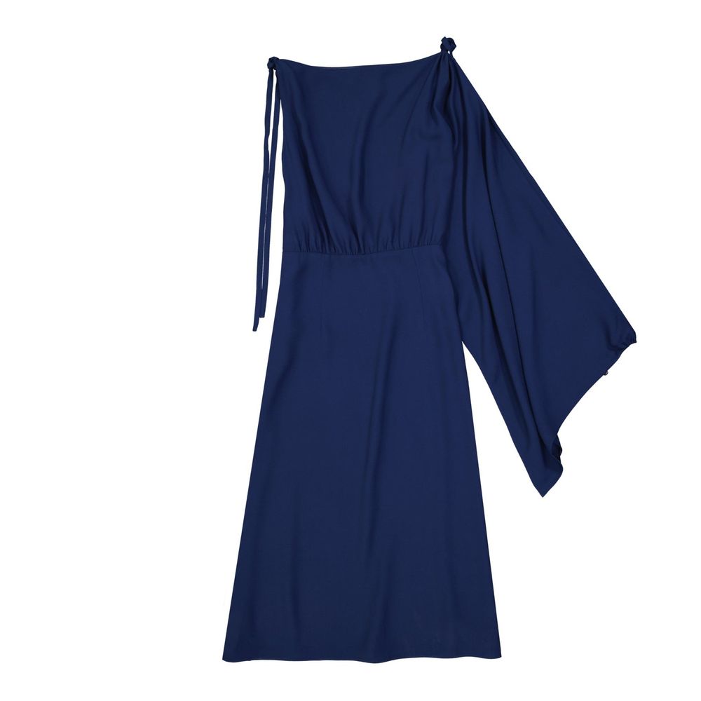 Prada — Robe en acétate bleu asymétrique à une manche