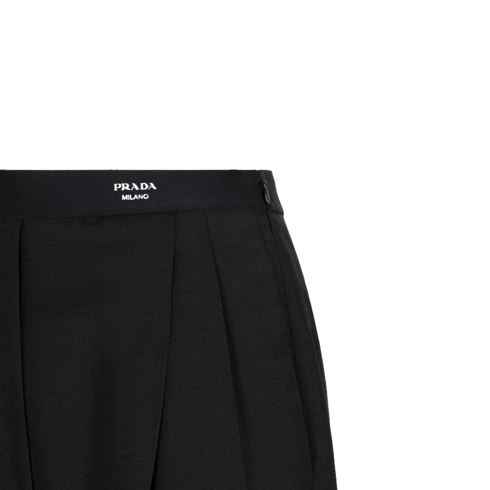 Prada – Pantalon wide-leg en mohair et laine avec logo contrastant
