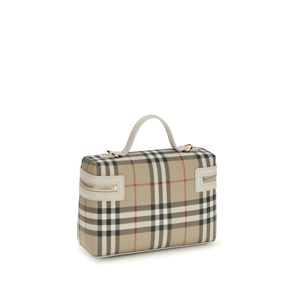 Burberry — Sac Vanity Check en toile enduite multicolore avec finitions cuir