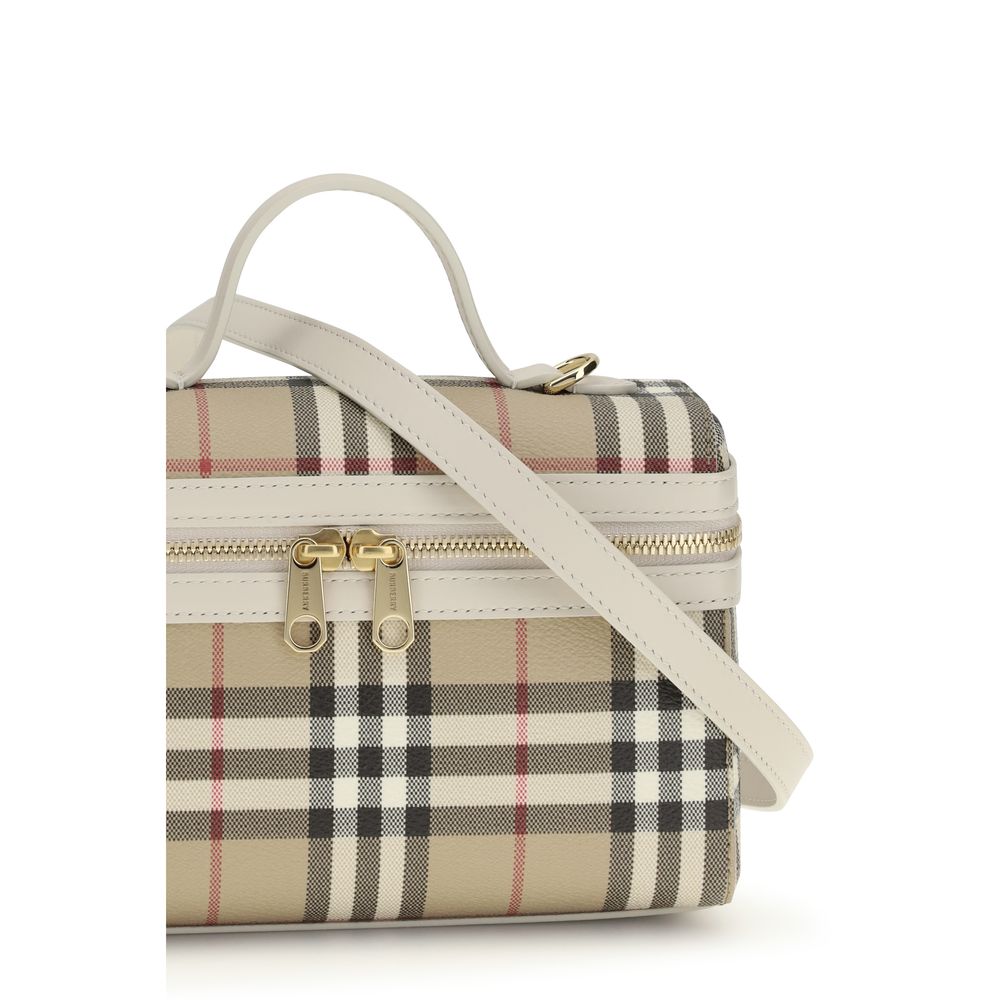 Burberry — Sac Vanity Check en toile enduite multicolore avec finitions cuir
