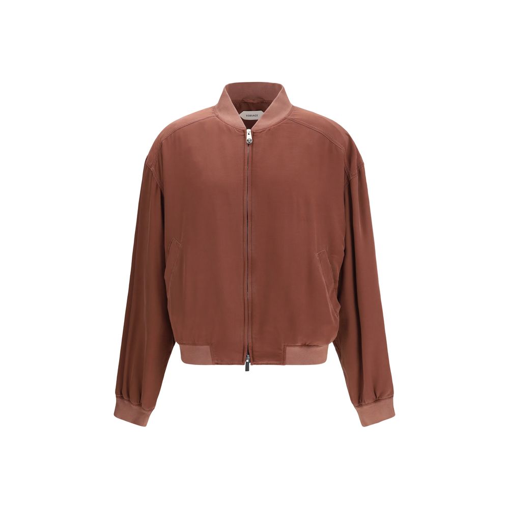 Versace – Bomber en soie bordeaux