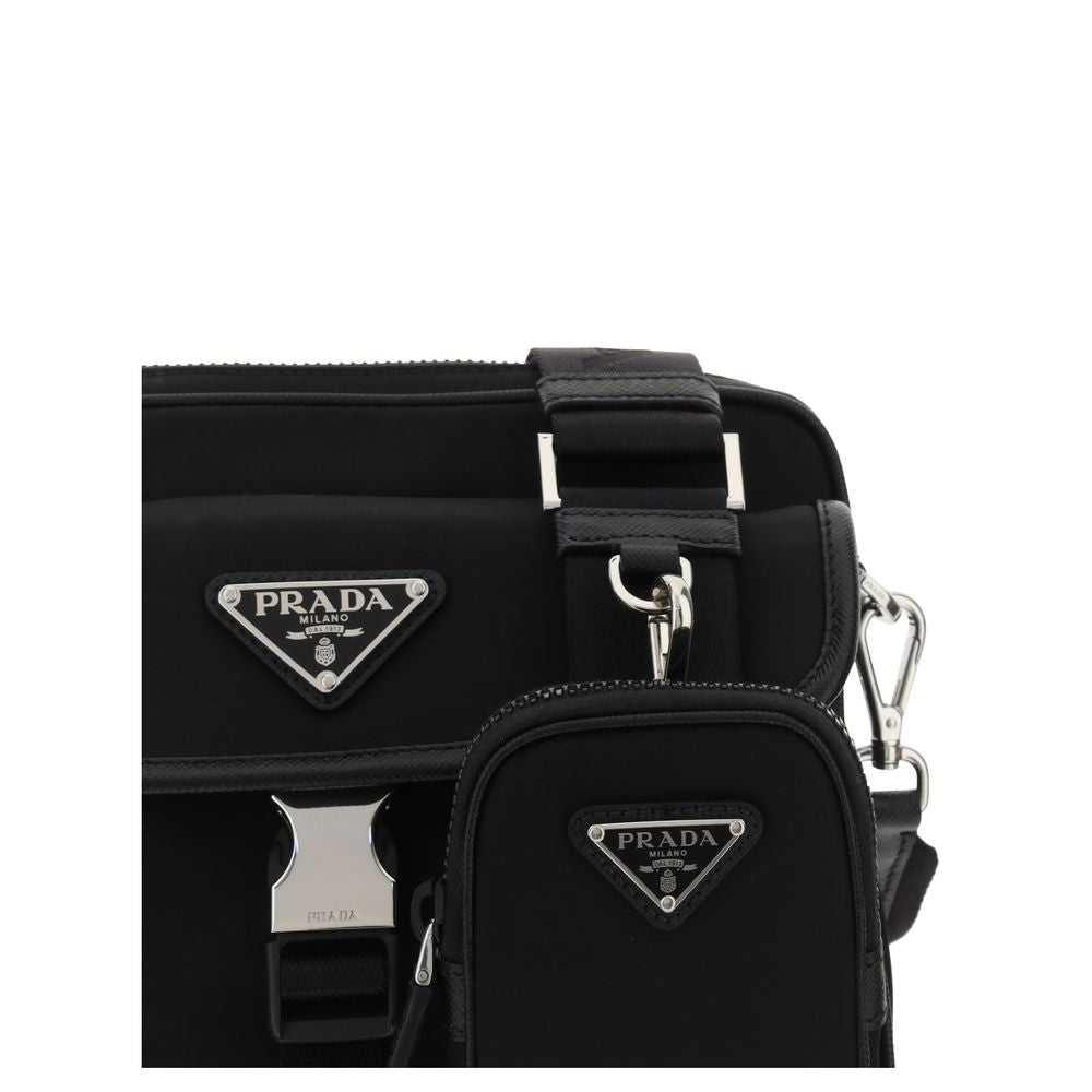 Prada – Sac porté épaule en nylon avec mini pouch amovible