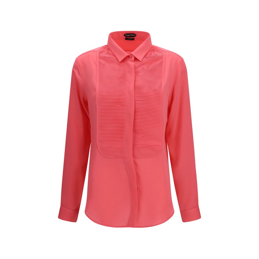 Tom Ford – Chemise tuxedo en soie avec plastron plissé