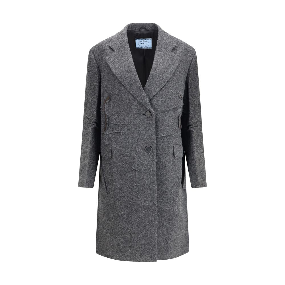 Prada – Manteau en laine Shetland à finition brute