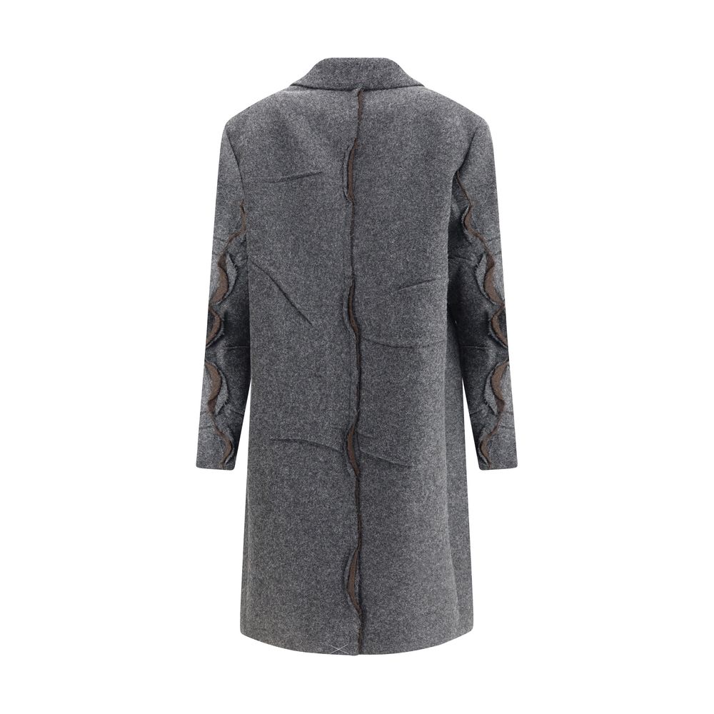 Prada – Manteau en laine Shetland à finition brute