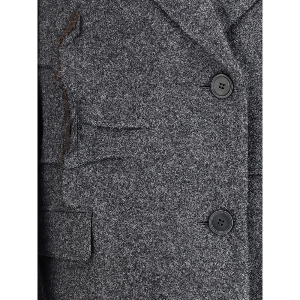 Prada – Manteau en laine Shetland à finition brute