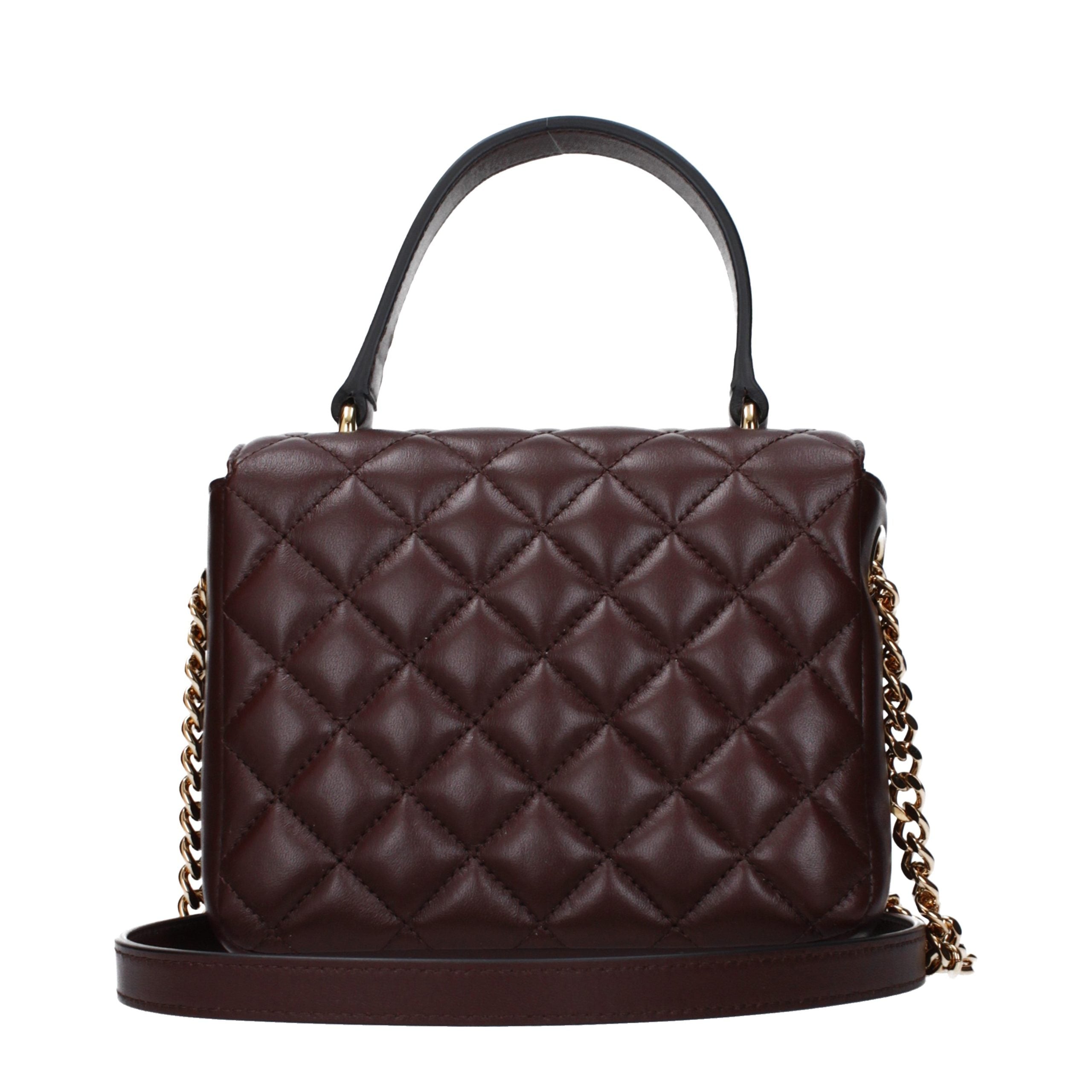 Versace – Sac à main en cuir marron avec bandoulière amovible