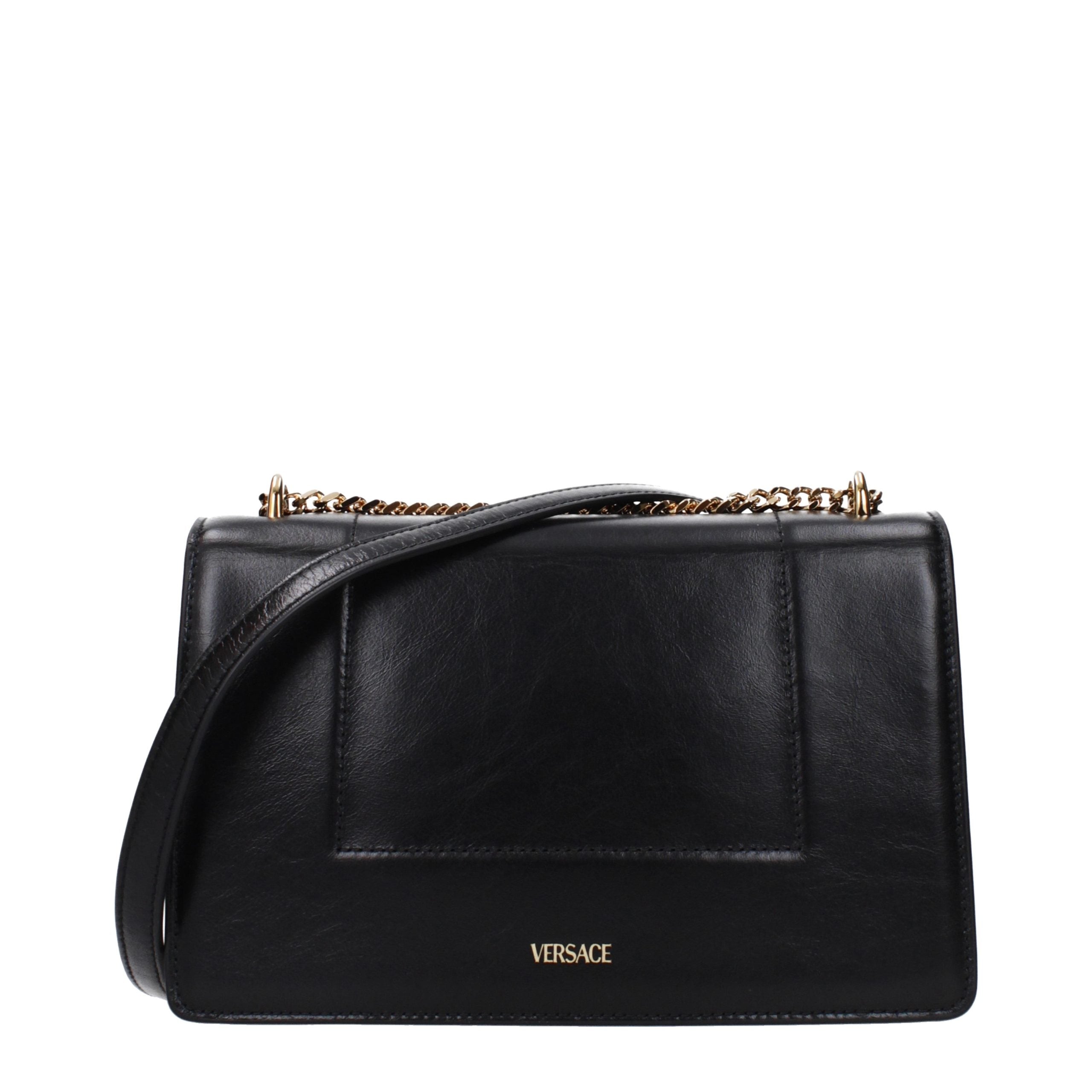 Versace – Sac crossbody en cuir noir effet vintage