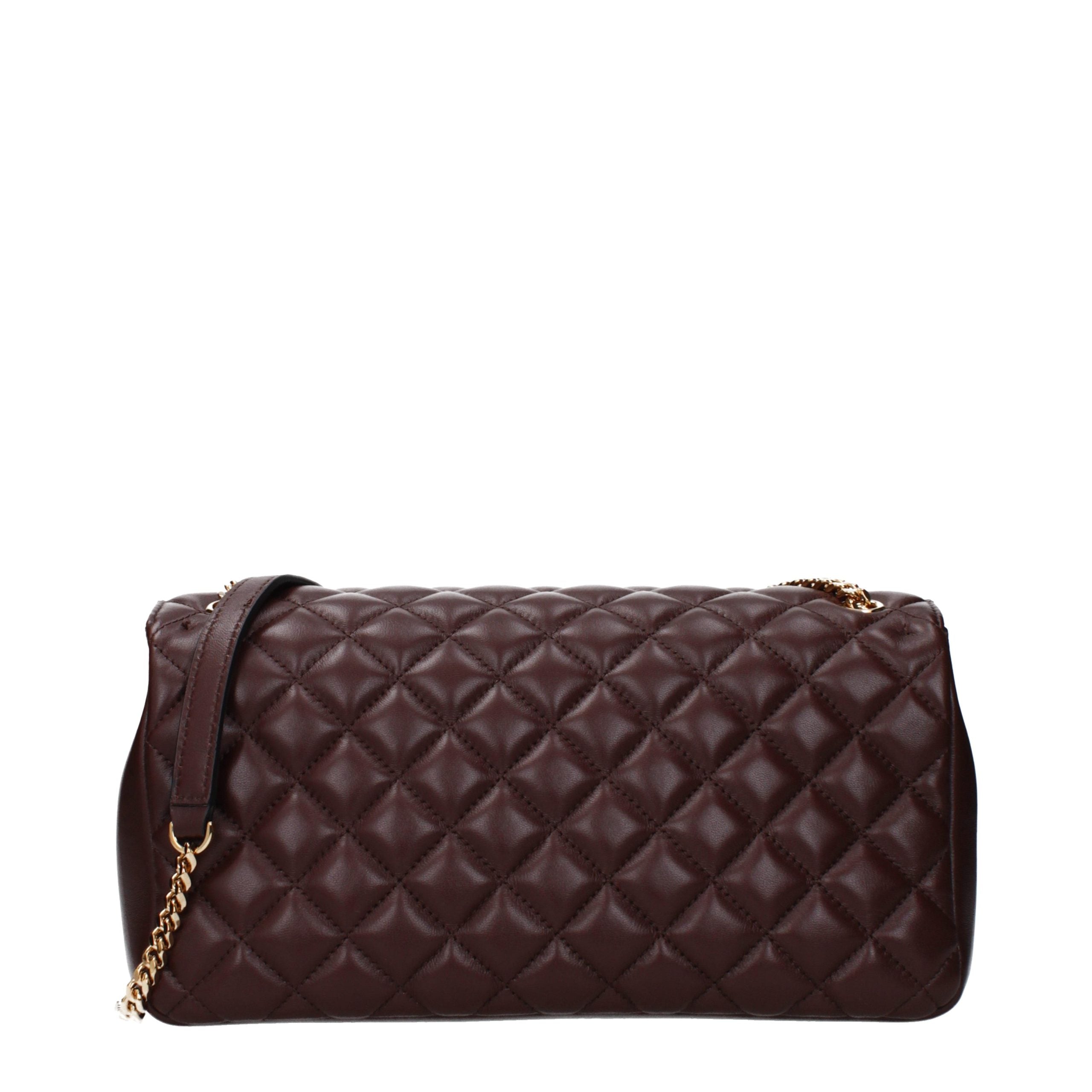 Versace – Sac porté épaule en cuir marron avec logo frontal
