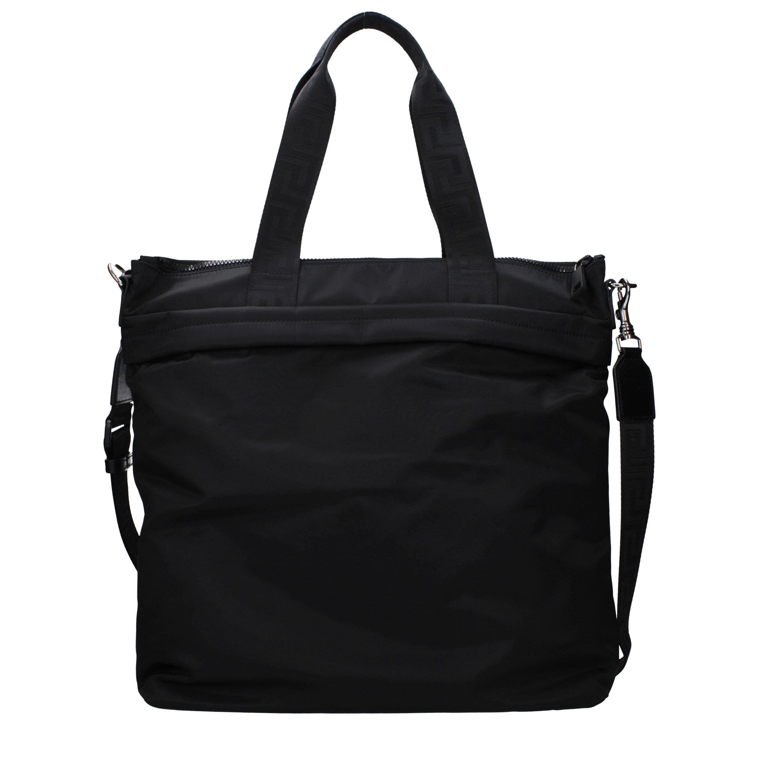 Versace – Sac porté épaule en nylon noir avec bandoulière ajustable
