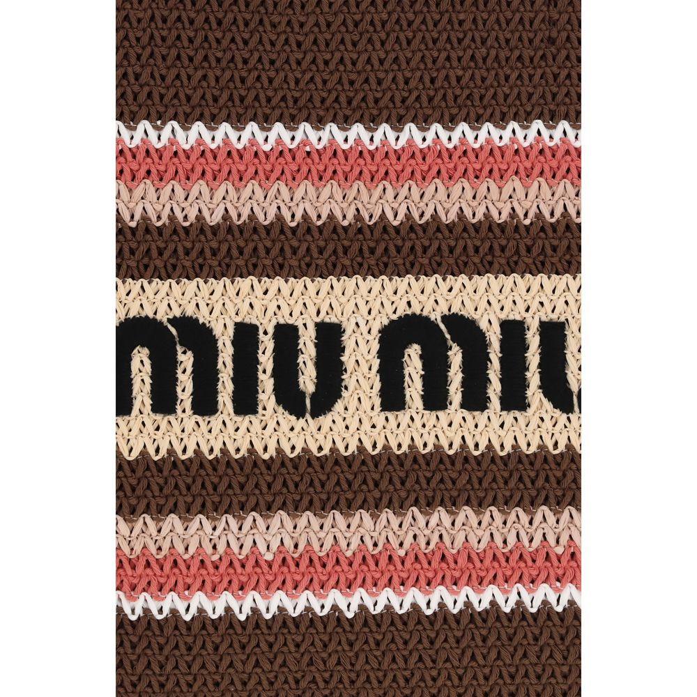Miu Miu – Sac cabas en fibre effet raphia avec logo tissé