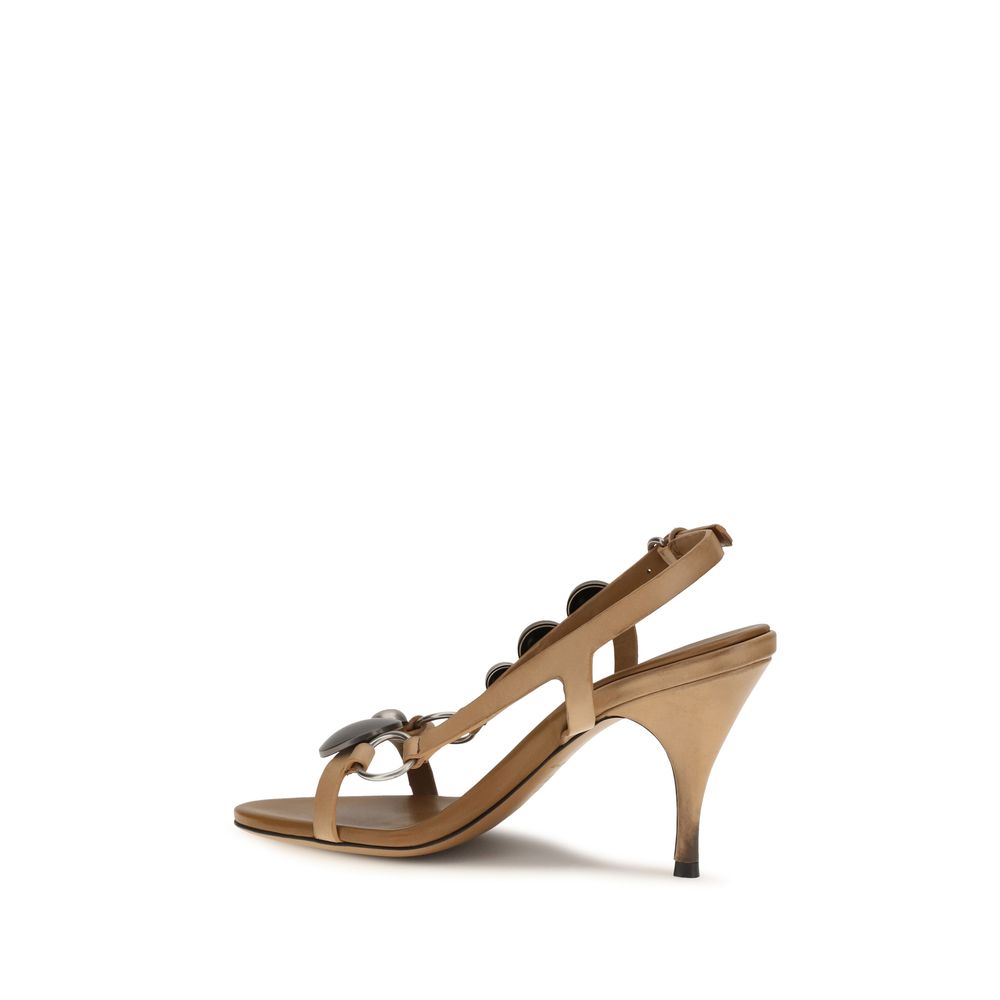 Miu Miu – Sandales en cuir avec détails métalliques