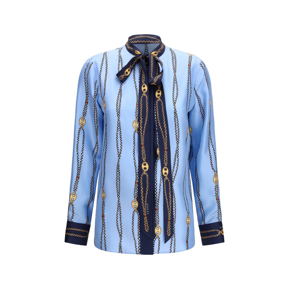 Gucci – Chemise en soie imprimée avec col classique