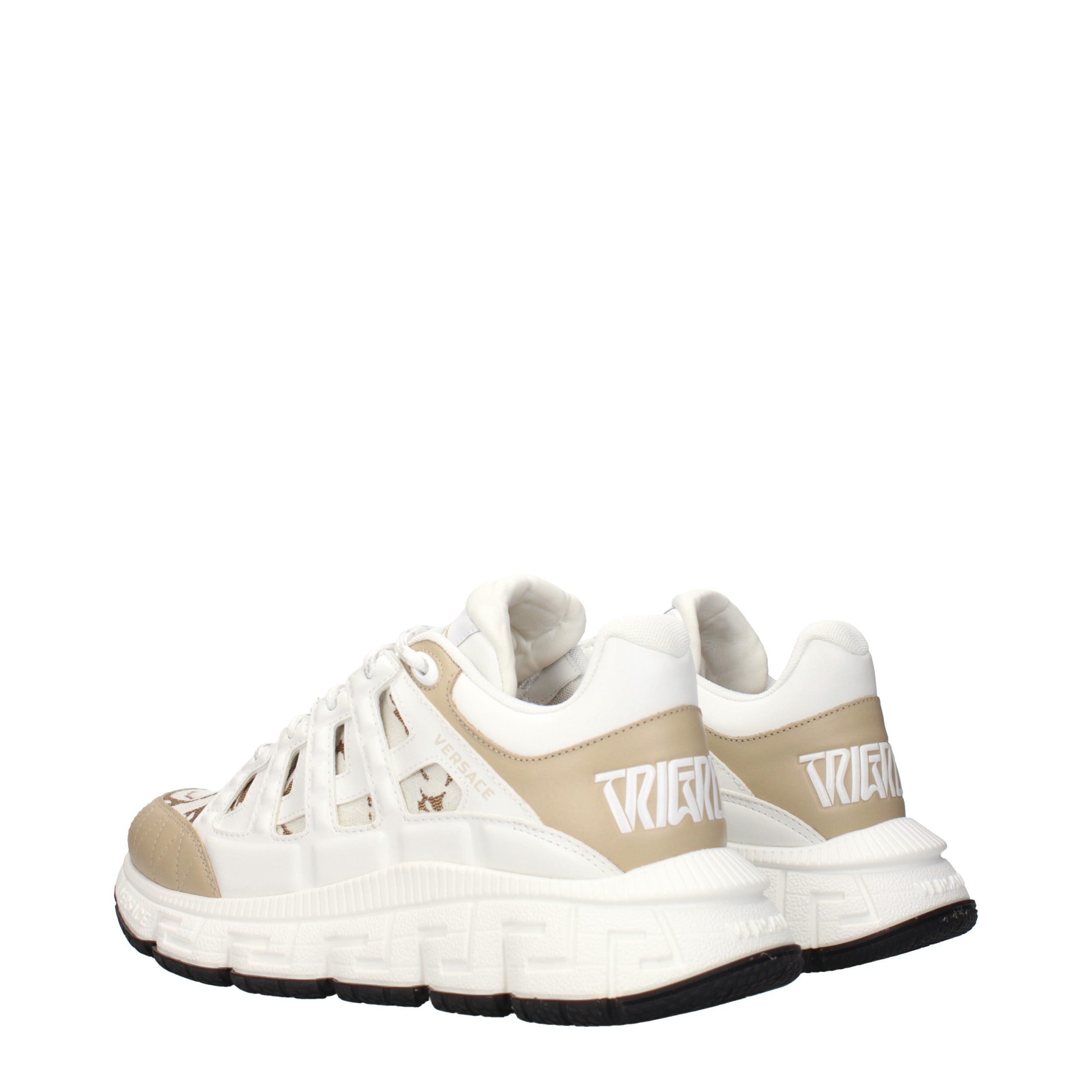 Versace – Sneakers en tissu blanc avec logos iconiques