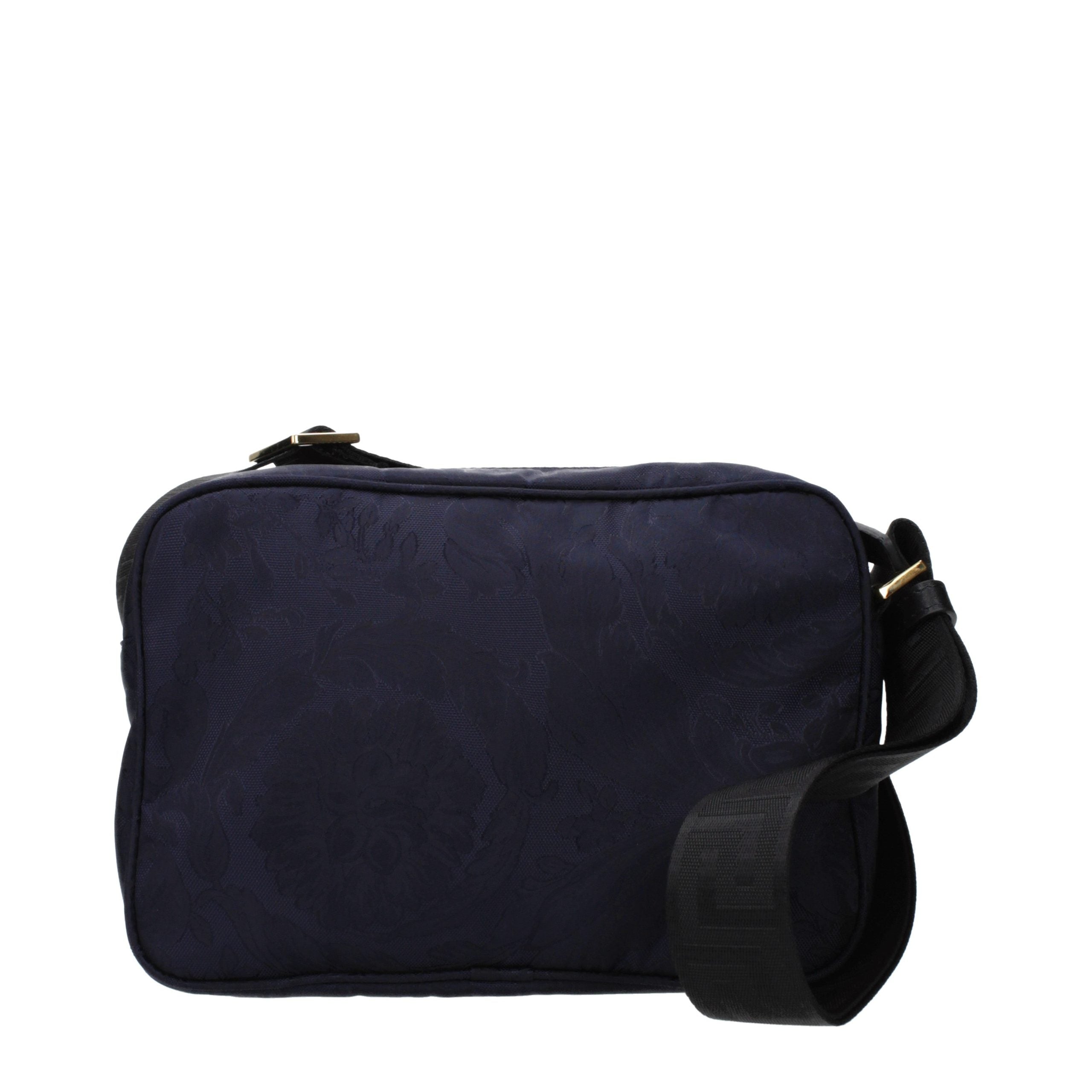 Versace – Sac crossbody en tissu bleu avec bandoulière ajustable