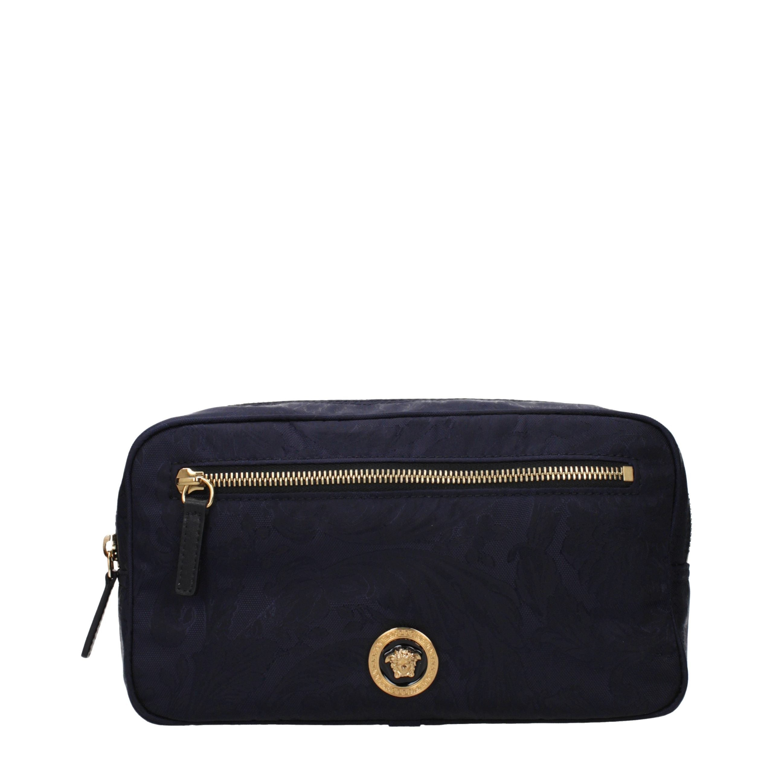 Versace – Sac à dos / banane en tissu bleu avec sangles ajustables