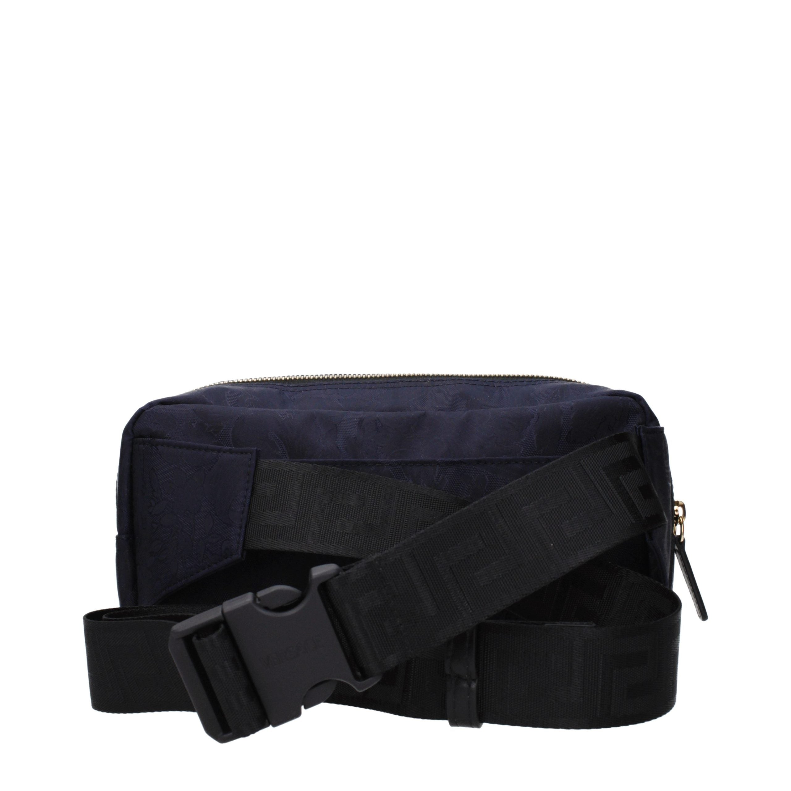 Versace – Sac à dos / banane en tissu bleu avec sangles ajustables