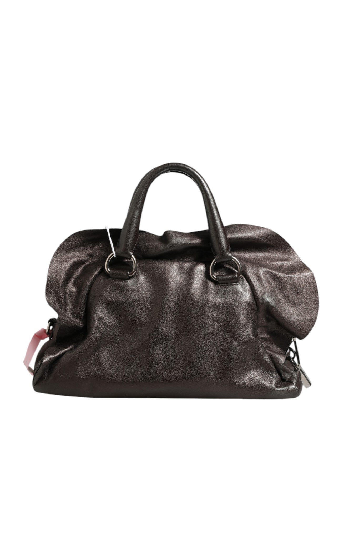 Sac porté épaule à volants en cuir nappa métallisé