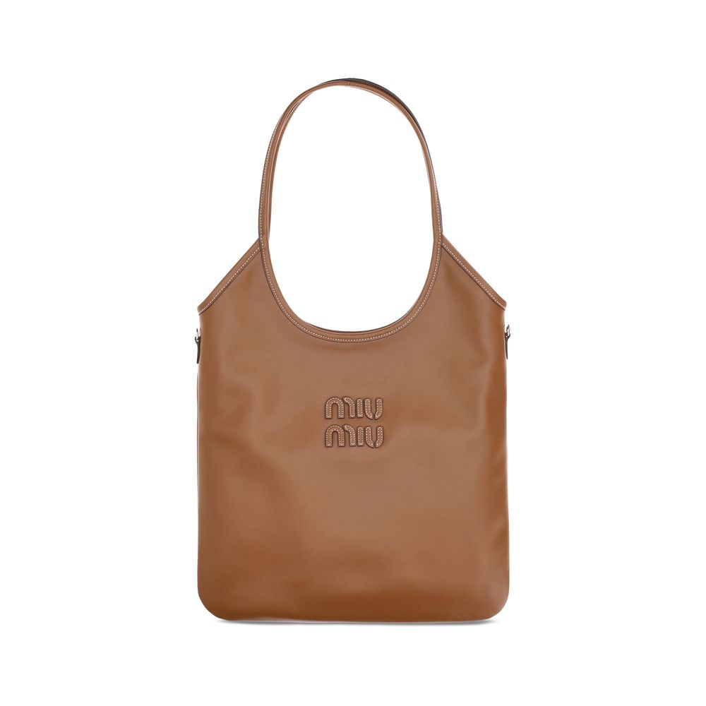 Miu Miu – Sac porté épaule Ivy en cuir avec surpiqûres contrastées