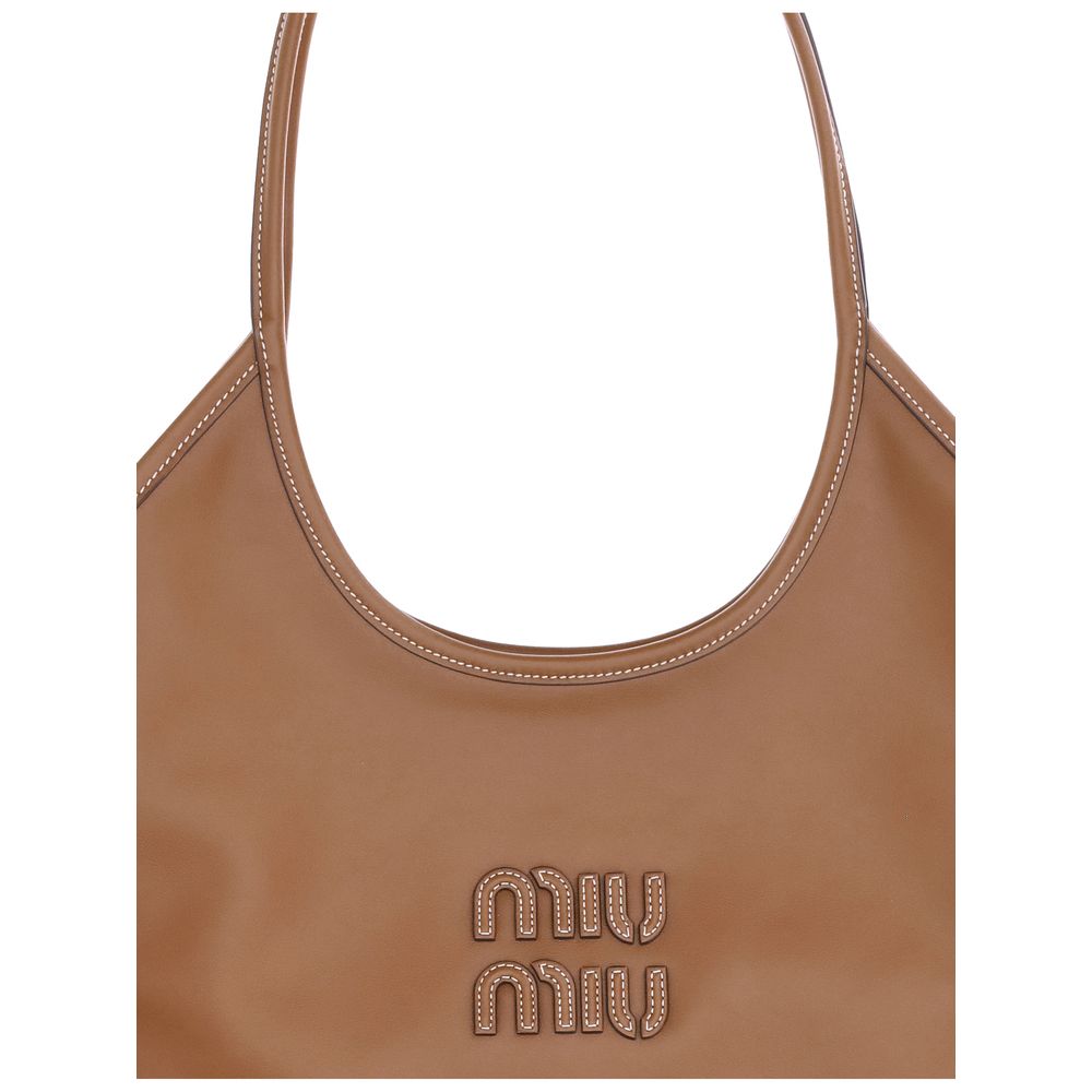 Miu Miu – Sac porté épaule Ivy en cuir avec surpiqûres contrastées